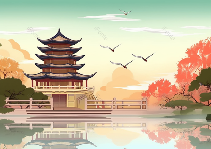中国风国潮国风新中式风景背景插图,插画/手绘图,插画/手绘图库,插画/手绘图下载,插画/手绘